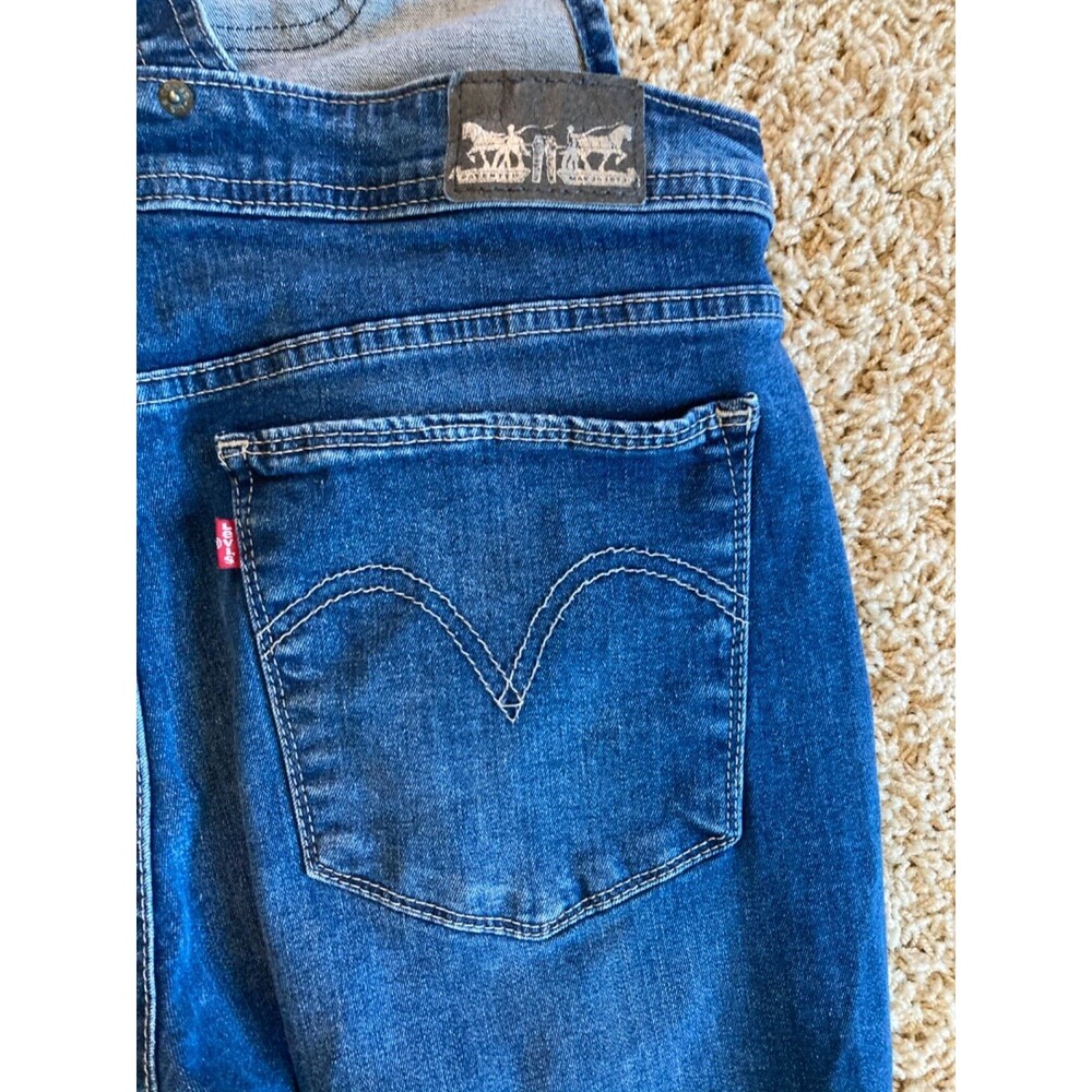 Levi’s Bib Overalls Junior Size 11 Distressed Black Label Roll Cuff Adj Straps - Picture 9 of 12
